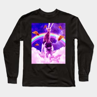 Cosmic Cat Riding Unicorn Pug Long Sleeve T-Shirt